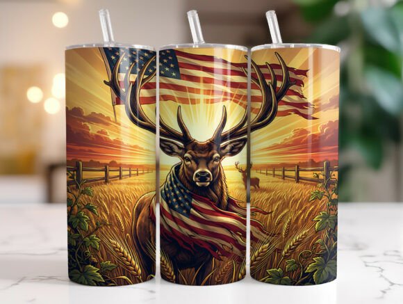 American Flag Deer Buck 20oz Tumbler PNG Review