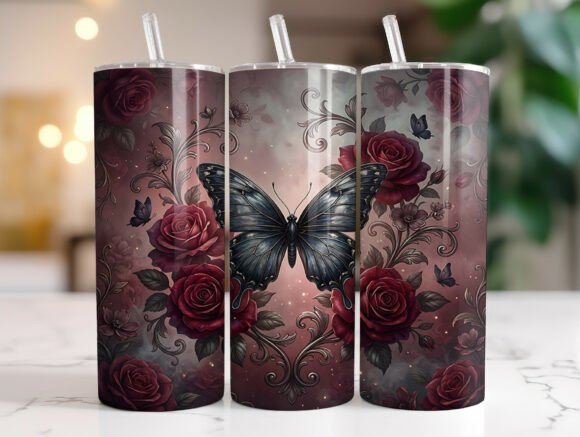 Black Butterfly Red Floral Tumbler Wrap Review