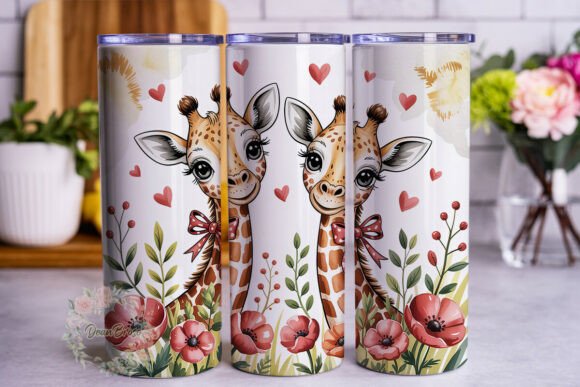 Cute Giraffe Love Hearts Tumbler Wrap Design Review