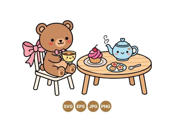 Cute Teddy Bear Tea Time Svg Review