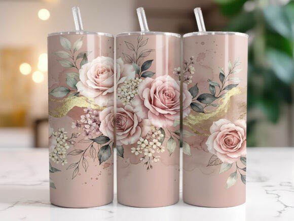Dusty Rose Gold Floral 20oz Tumbler Embroidery Design Review