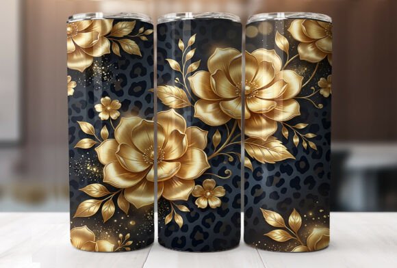 Gold Flower Cheetah 20oz Tumbler Wrap