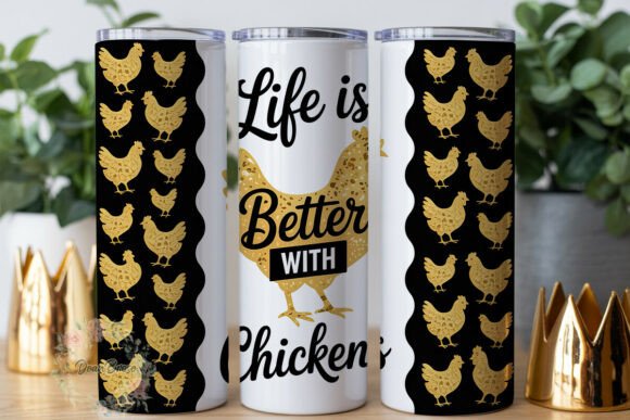 Gold Glitter Chicken 20oz Tumbler Wrap