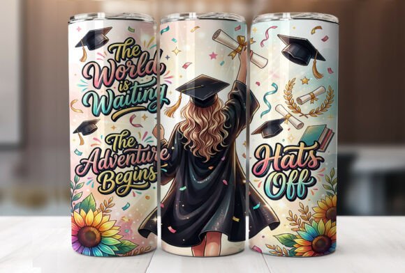 Graduation 20oz Skinny Tumbler Wrap PNG Review