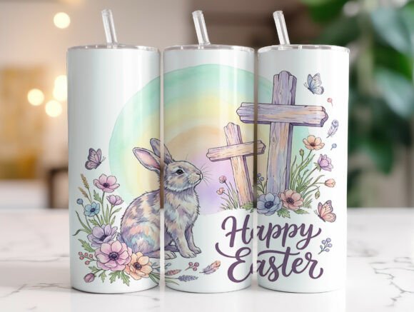 Happy Easter Bunny Cross Floral Tumbler Review