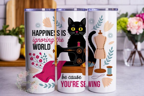 Happy Sewing Cat 20oz Tumbler Design Review