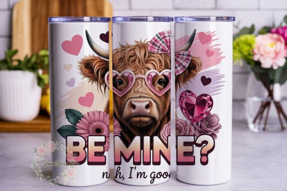 Highland Cow Valentine Tumbler Wrap PNG Review