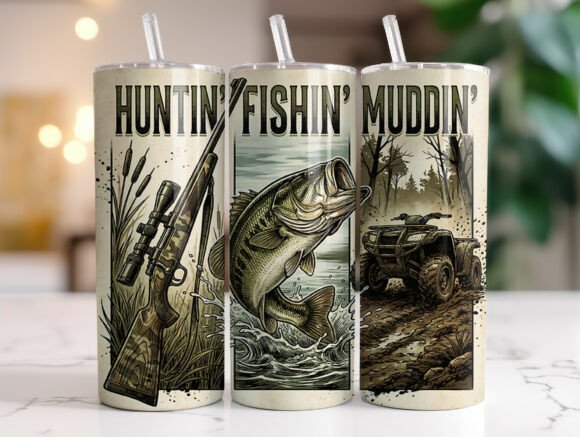 Hunting Fishing Mudding Tumbler Wrap PNG Review