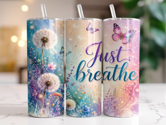 Just Breathe Dandelion Tumbler Wraps PNG Review