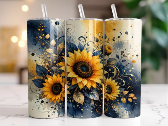Navy Gold Sunflower 20oz Tumbler Wrap Review