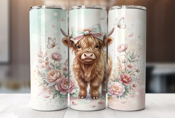 Pastel Highland Cow Peony Tumbler Wrap Review