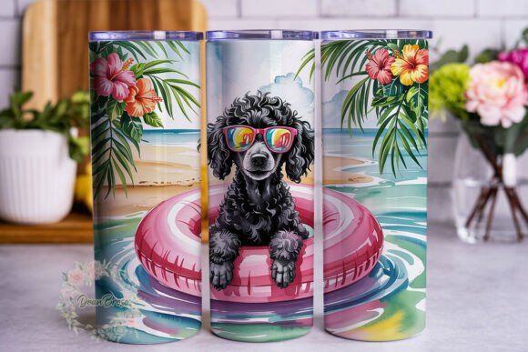 Poodle Dog Beach Day Tumbler Wrap