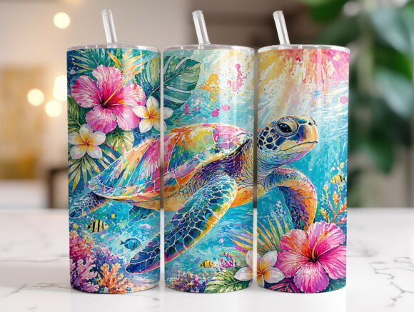 Tropical Turtle Summer 20oz Tumbler Wrap