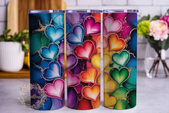 Vibrant Alcohol Ink Hearts Tumbler PNG Review