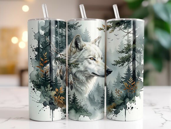 White Wolf Forest 20oz Tumbler Wrap PNG Review